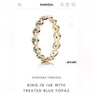 Pandora 14k solid gold ring with blue topaz size 52 (retired Australia exclusive